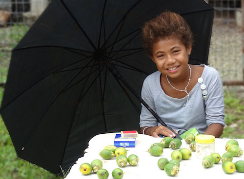 A girl selling Betel nut in Lata
